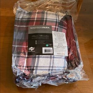 Madison Park Essentials Plaid Comforter Set - Red, Black & White